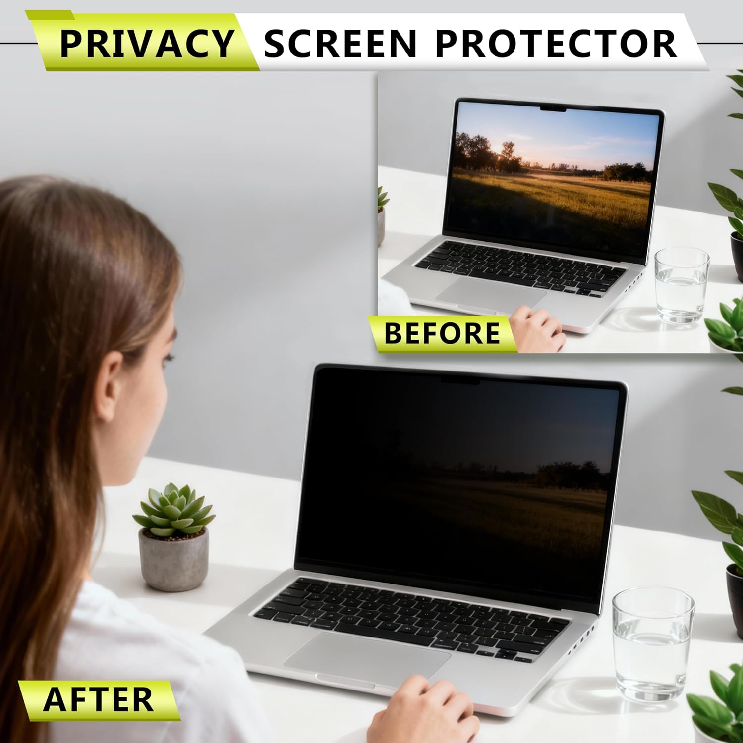 17 Inch Laptop Privacy Screen Protector for 16:10 Aspect laptop，17" Anti Glare Protector Blue Light Filter Security Shield Compatible with Lenovo Hp Dell Acer Asus Thinkpad Envy Xps with Camera Cover