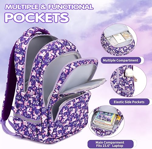 Miniatura 2 de Mochila escolar para niños y niñas con bolsa de almuerzo y estuche para lápices, para niños y niñas