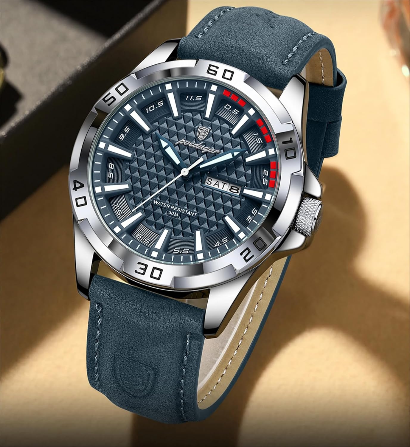 Man Wristwatch Luxury Waterproof Luminous Date Week Watch for Men Business Big Dial Quartz Sport Leather Men's Watches - Image 5