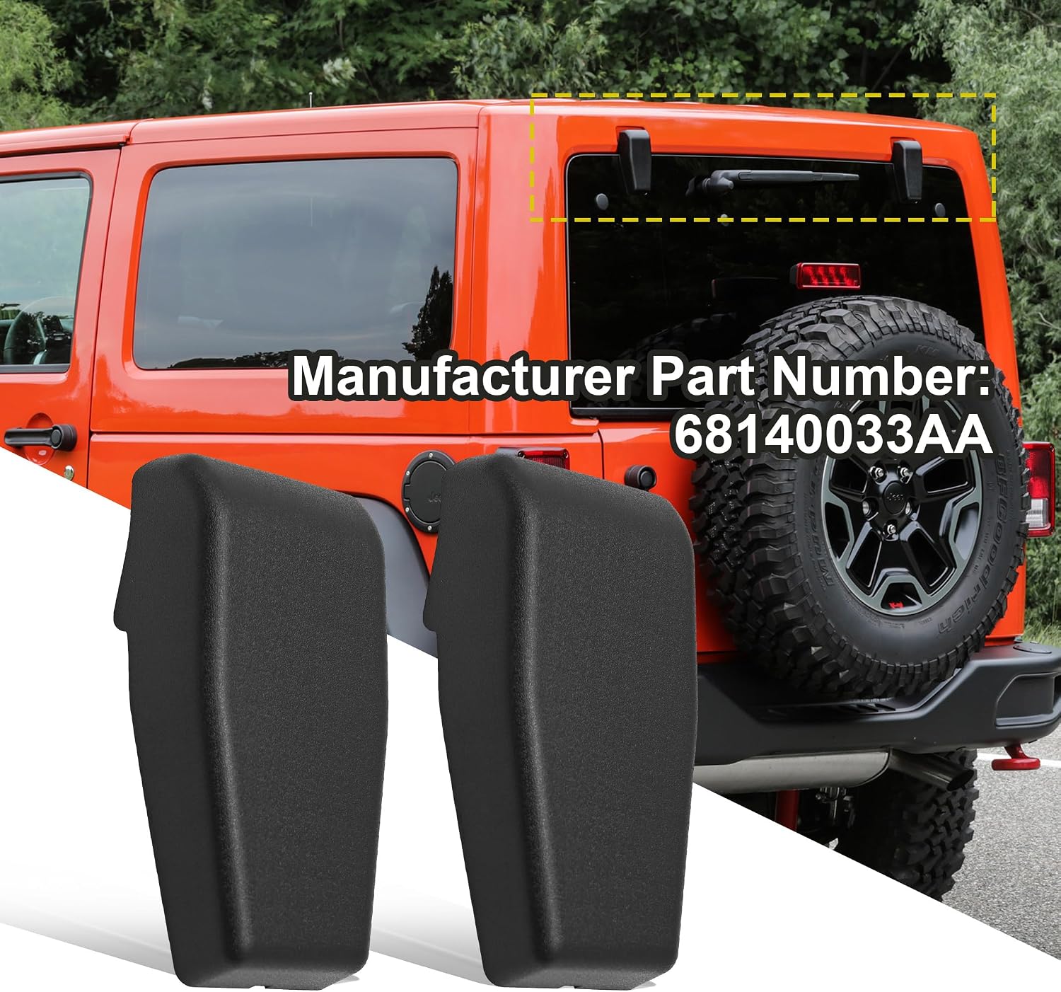 UOIENRT 68140033AA Liftgate Glass Hinge Trim Rear Window Hinge Cover Trim Black Replacement for Jeep Wrangler JK 2007 2008 2009 2010 2011 2012 2013 2014 2015 2016 2017, W0788C