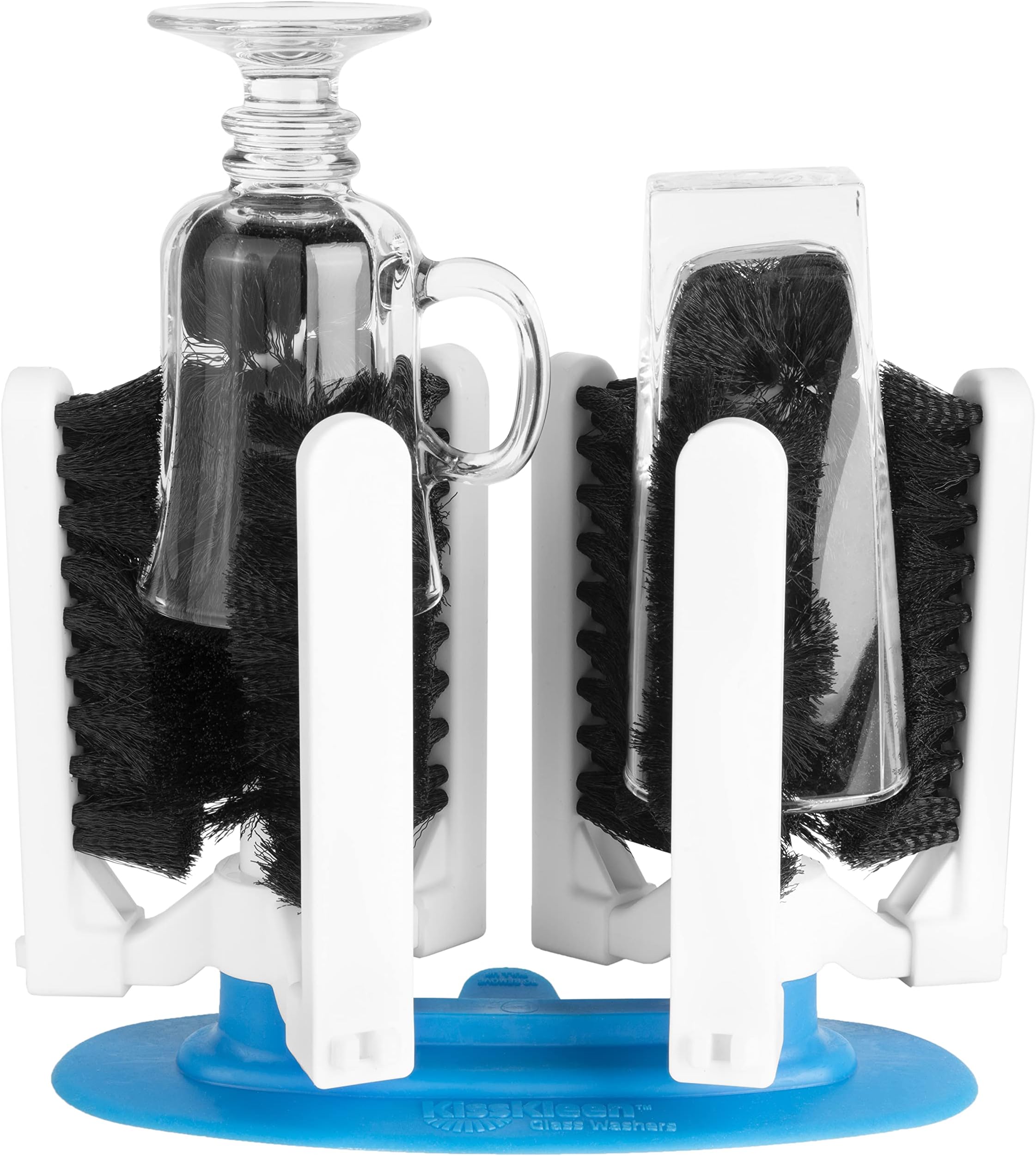 Glass Cleaner Brush - Bar and Restaurant Commercial Glass Washer Brush for 2 Glasses - Wine Glass, Bottle, and Cup Washer to Remove Water Spots & Stains