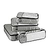 Amazon Basics Packing Cubes for Travel, Packing Organizers Set, 4-Piece-Set (Slim, Small, Medium, Large) With Double Zipper Pulls and Mesh Top Panel, 100% Durable Polyester, Gray