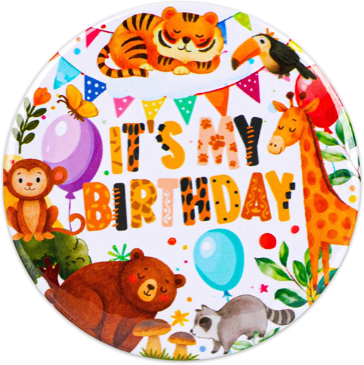 It’s My Birthday Badge Pins, Cute Animal Cartoon Happy Birthday Button Pin Decorations for Girl Boy Kids Women Men Themed Party Favors & Decor Supplies (Style A)