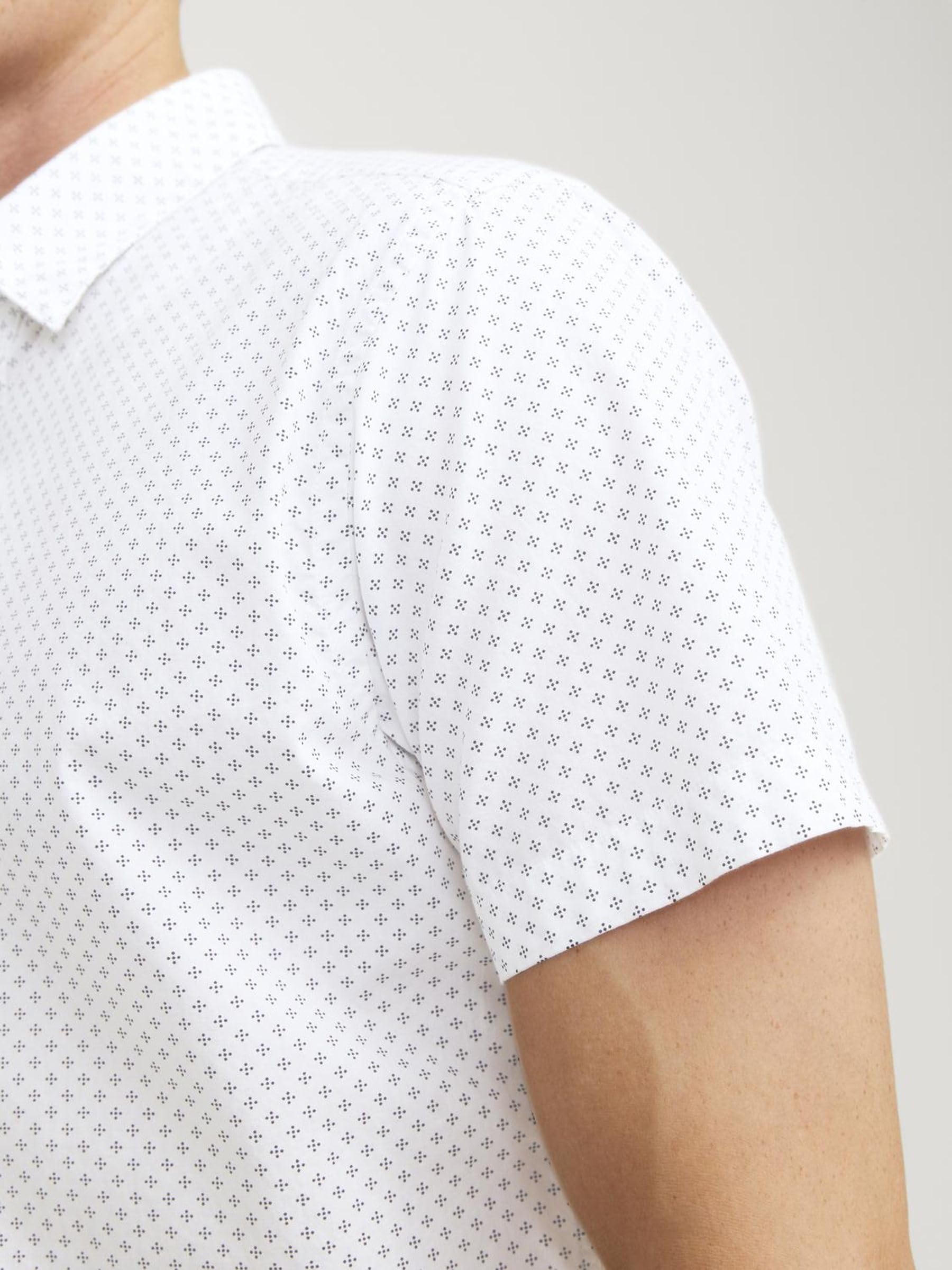 JACK & JONES Camicia Micro Fantasia, Maniche Corte e vestibilità Slim.