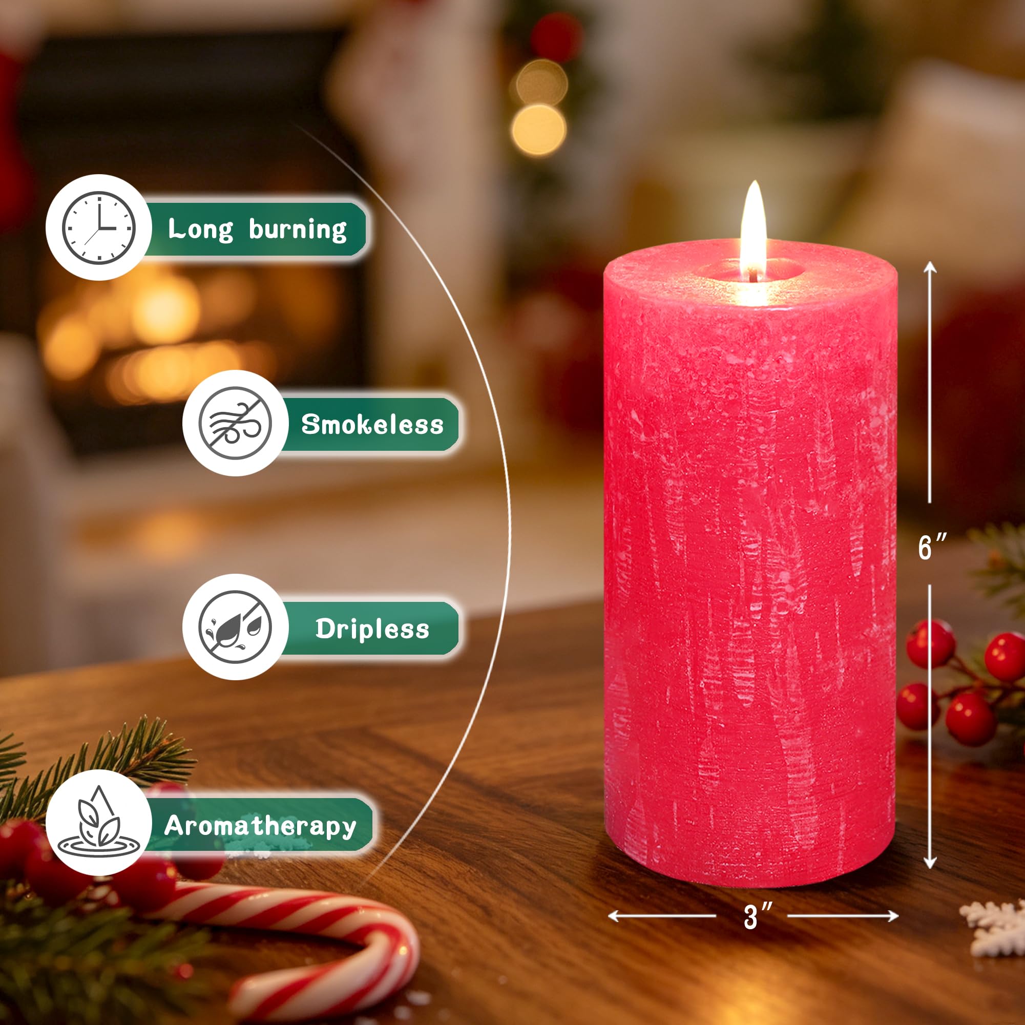 Candele profumate di Natale della colonna, 3x6 pollici candele