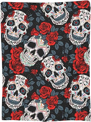 Miniatura 8 de BLUBLU Manta de franela de forro polar, manta ligera y acogedora de felpa para dormitorio, sala de estar, sofá, sofá, rosa calavera, 50 x 40 pulgadas
