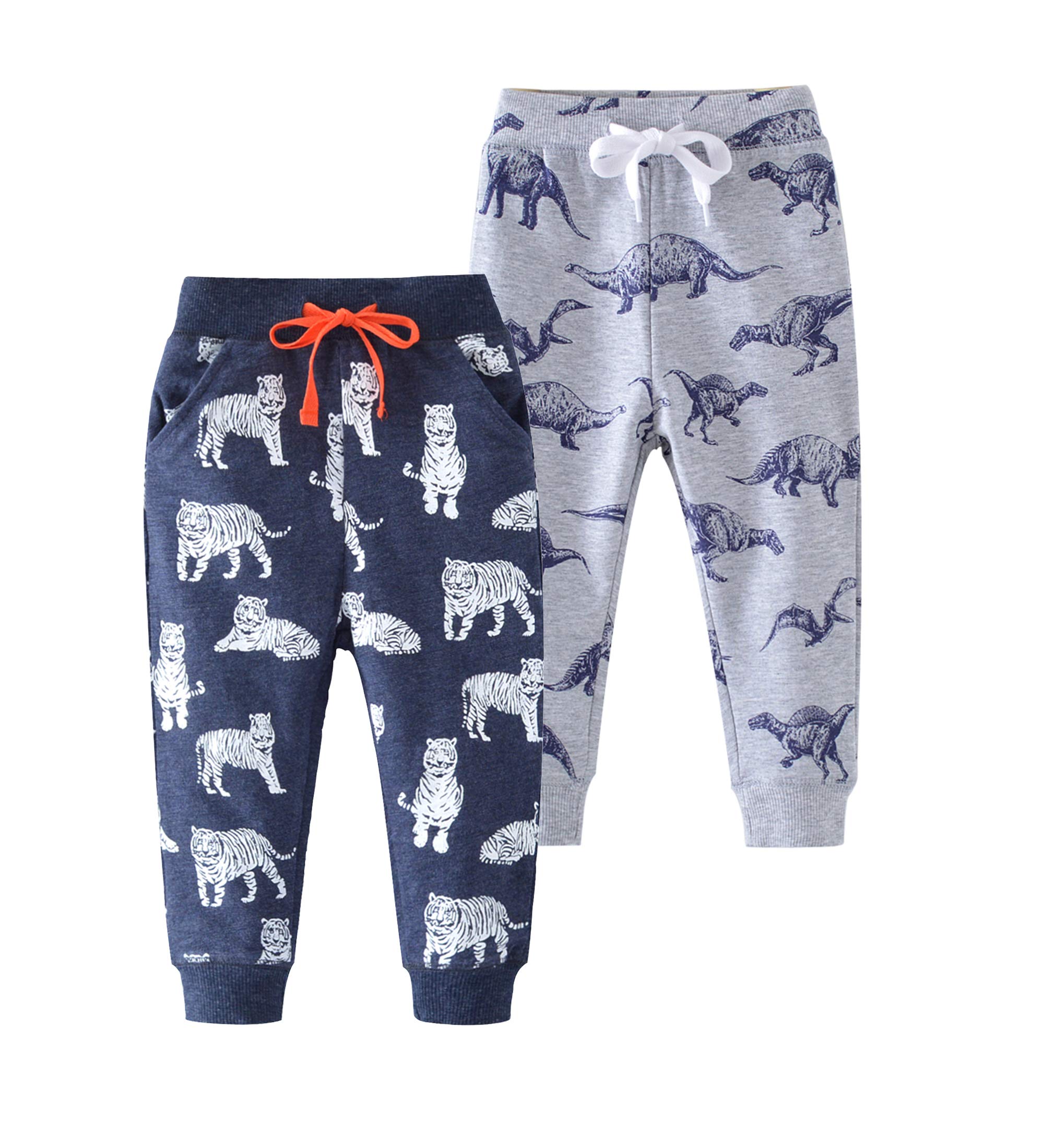 Baby Boy's Jogger Pants Dinosaur Car Drawstring Elastic Sweatpants