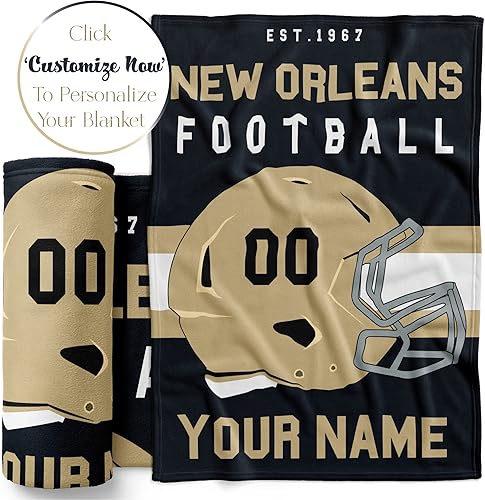 Miniatura 3 de Manta de Fútbol Americano Personalizada para Niños y Adultos  Cálida y Suave de Felpa  Regalo Personalizado para Fanáticos del Fútbol Americano con