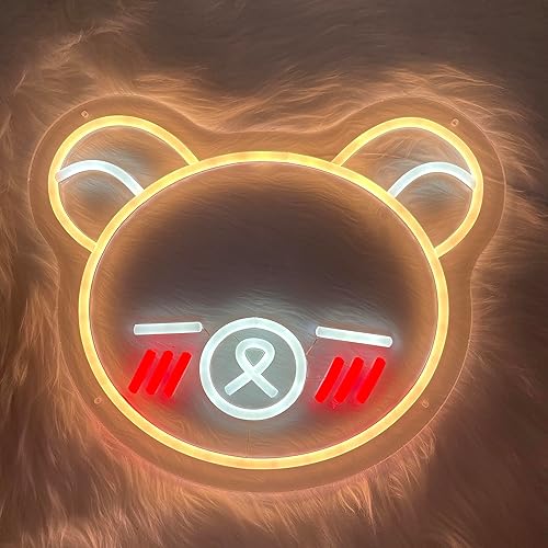 Miniatura 5 de Cartel de neón de oso de animal, lindo animal de dibujos animados para fanáticos de la tienda de juguetes, letrero LED de animales para niños,