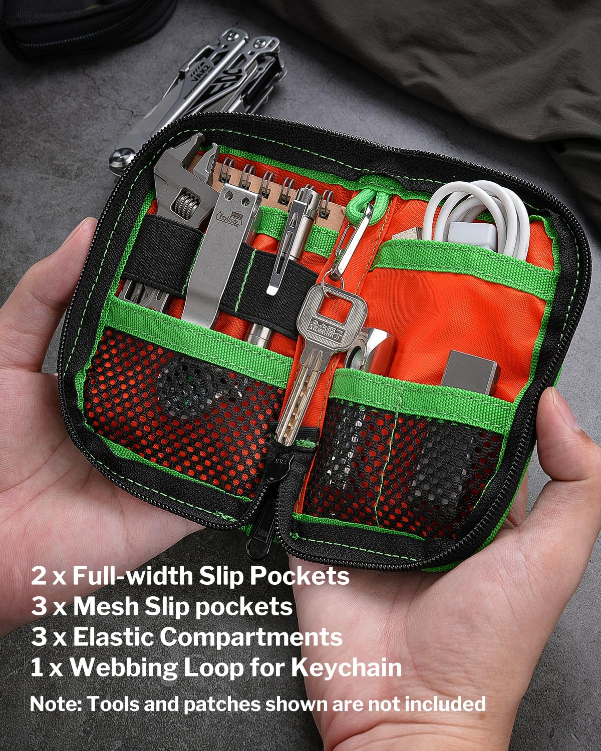 VIPERADE VE10 Small EDC Pocket Pouch, Compact Nylon EDC Organizer Pouch for Men Small Tool Organiser with 7 Pockets - Image 3