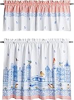 Vista 30 de Maison d' Hermine Juego de cortinas de cocina para ventanas 100% algodón Juego de cenefas de cocina para el hogar [2 niveles (71 cm x 91 cm) y 1