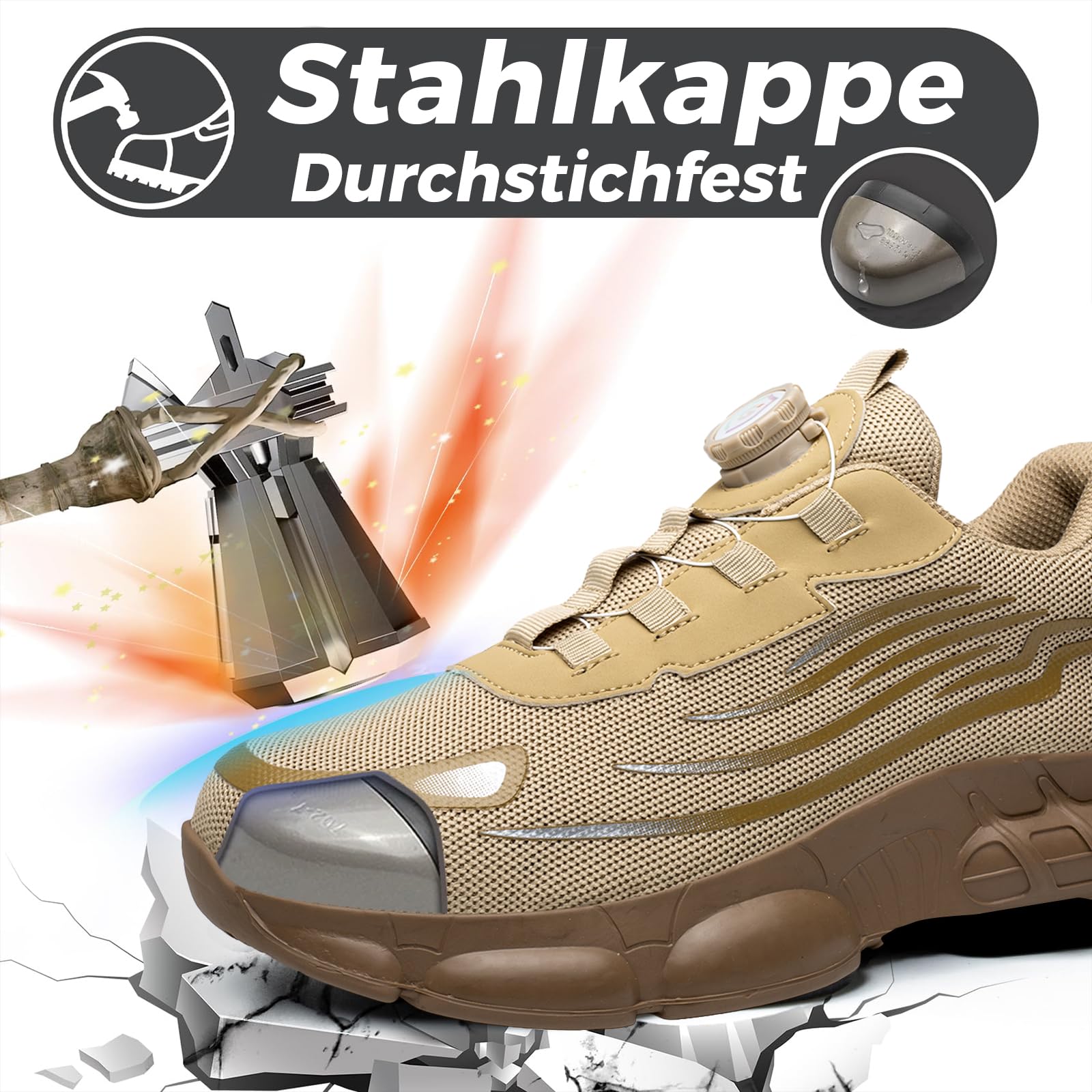 Arbeitsschuhe Herren Damen Sicherheitsschuhe Stahlkappenschuhe Atmungsaktiv rutschfeste Sportlich Safety Shoes 36-46 EU