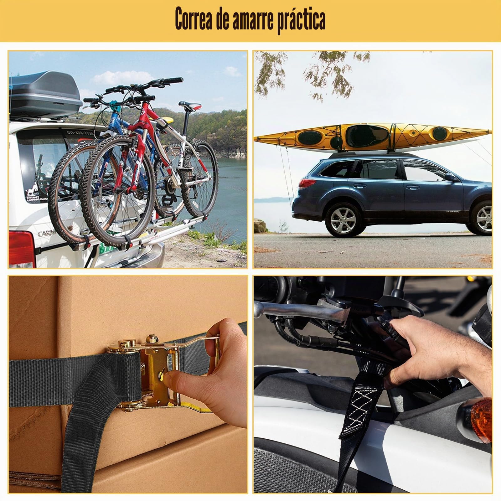 DAJAVE 2 piezas de correas tensoras con trinquete y gancho de 6M, juego de trinquete con resistencia a la rotura de 3000kg y 50mm, correa de trinquete de 2 piezas, correas tensoras con gancho para