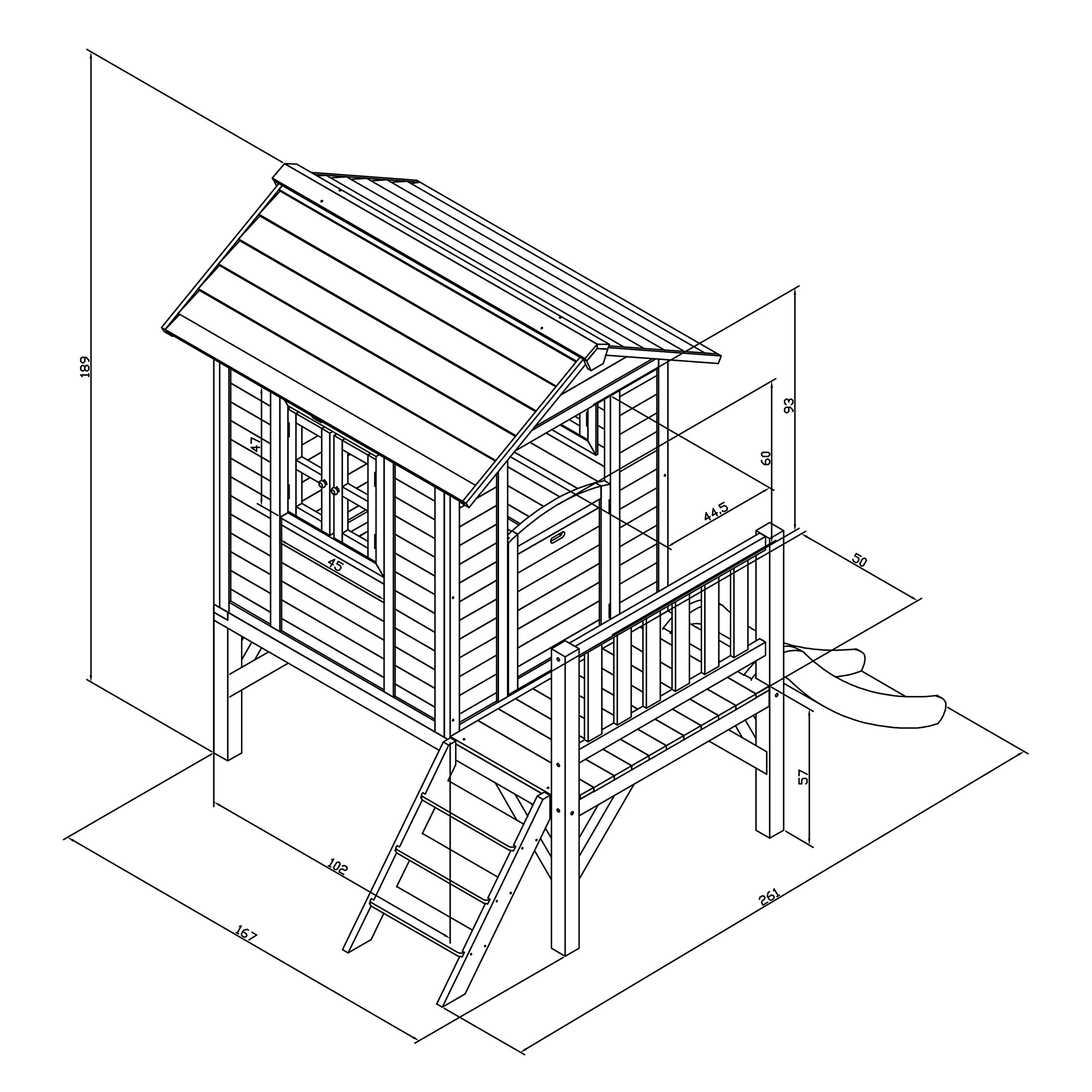 AXI Maison Enfant Beach Lodge XL en Rouge avec Toboggan en BLANC | Maison de Jeux en bois FFC pour les enfants | Maisonnette / Cabane de jeu pour le jardin