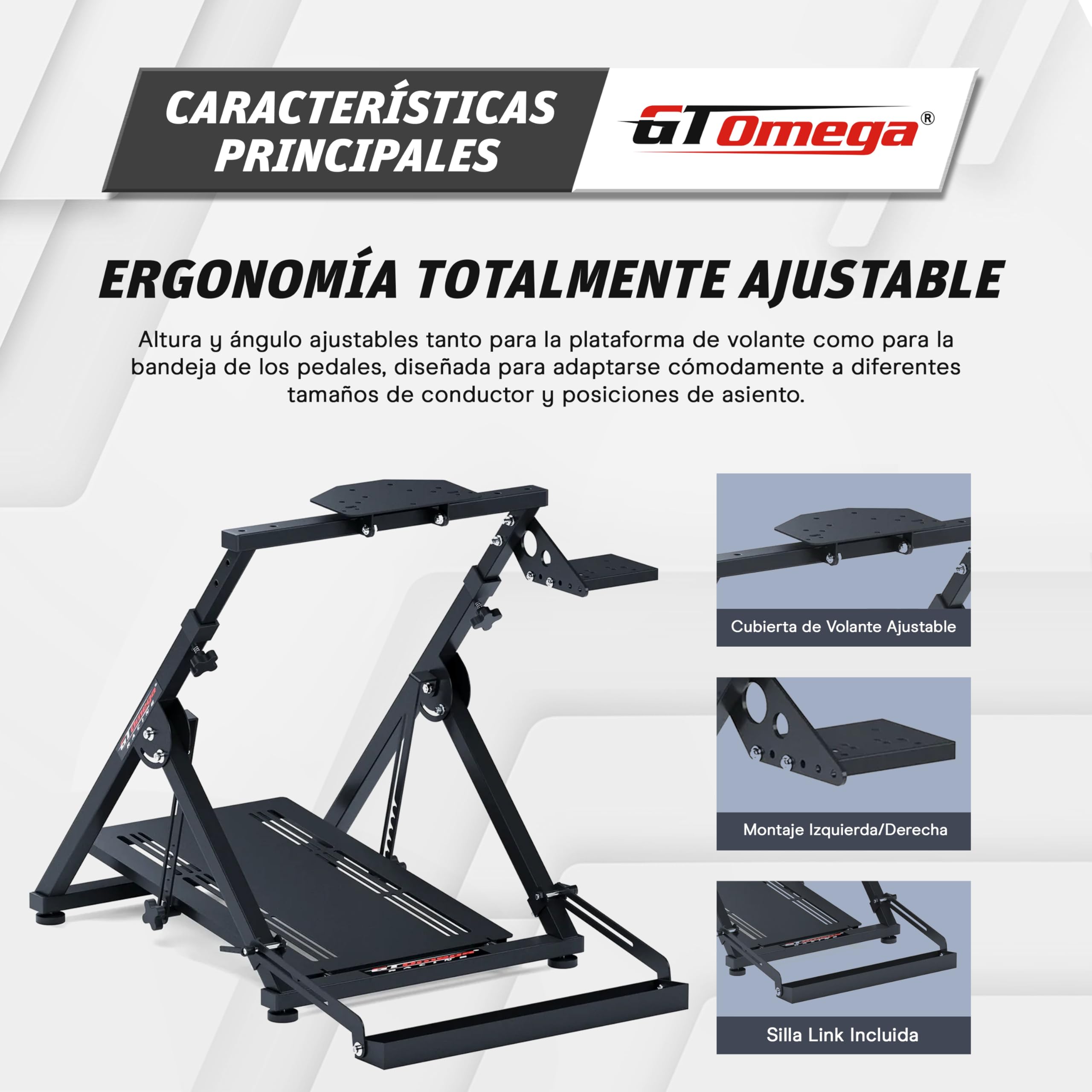 GT OMEGA APEX Soporte para Volante - Compatible con Logitech G923, G29, G920, Thrustmaster T300, T500 TX y TH8A, PS4, Xbox y Fanatec