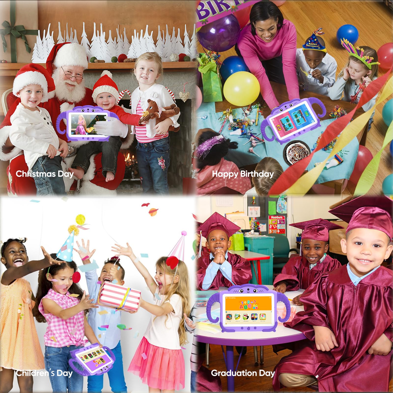 Tableta Infantil de 7 Pulgadas para Niños de 3-14 Años, Android con Funda, 2 GB+32 GB, Protección, GMS Certified, WiFi, Cámara Dual, Google Play Store