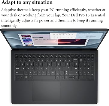 Dell Pro 15 Essential Laptop, Intel Core 3 100U, 8GB DDR5, 512GB SSD, FHD