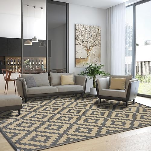 Miniatura 202 de SAND MINE - Alfombras reversibles, alfombra de pajillas de plástico, alfombra de área moderna, alfombra grande para suelo y exteriores, vehículos