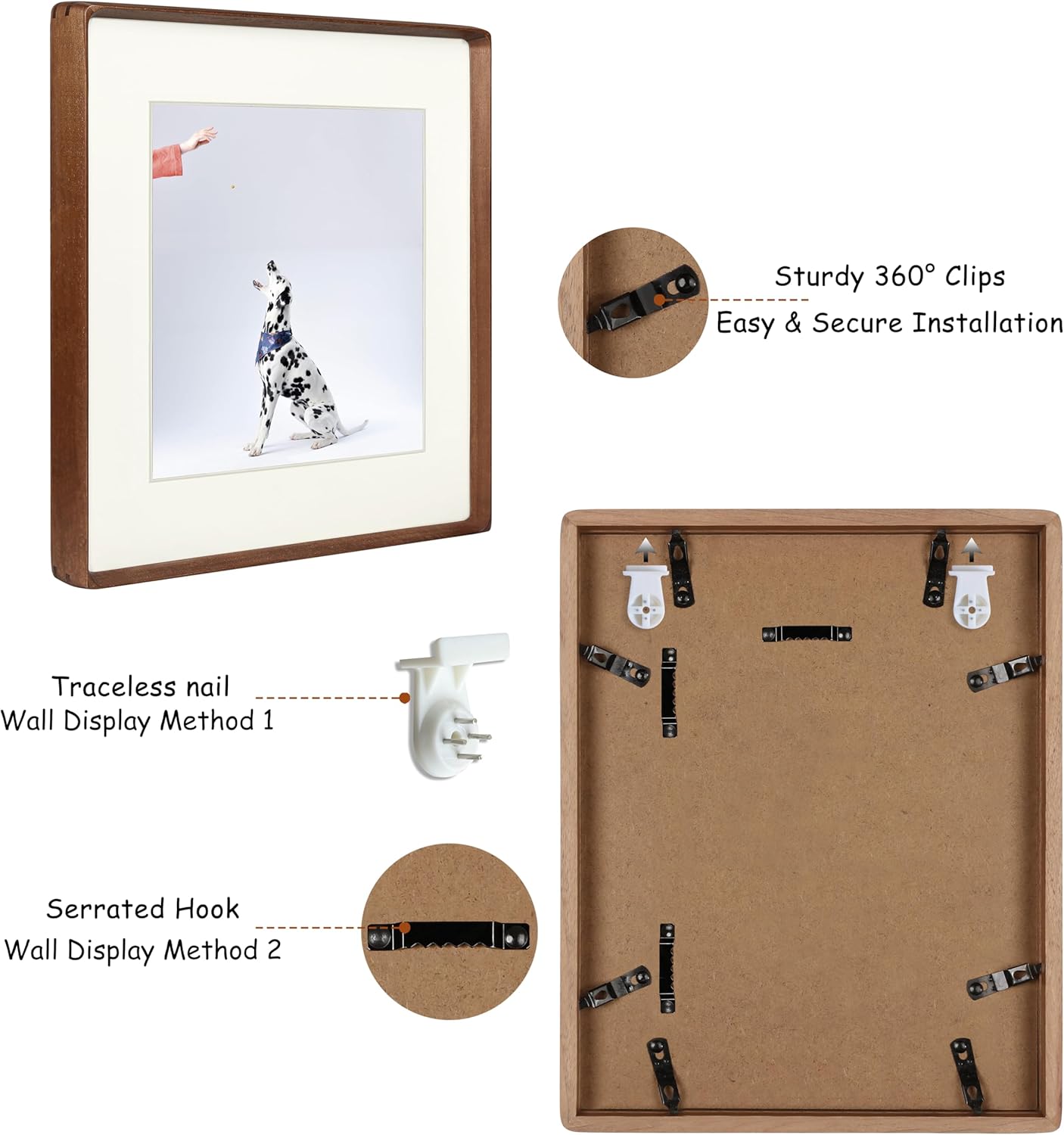 16x20 Picture Frame, Display Photos 11x14 with Mat or 16x20 without Mat, Made of Solid Natural Walnut Wood with Plexiglass Vertical Horizontal Wall Mounted Gallery Poster Frame - Image 6