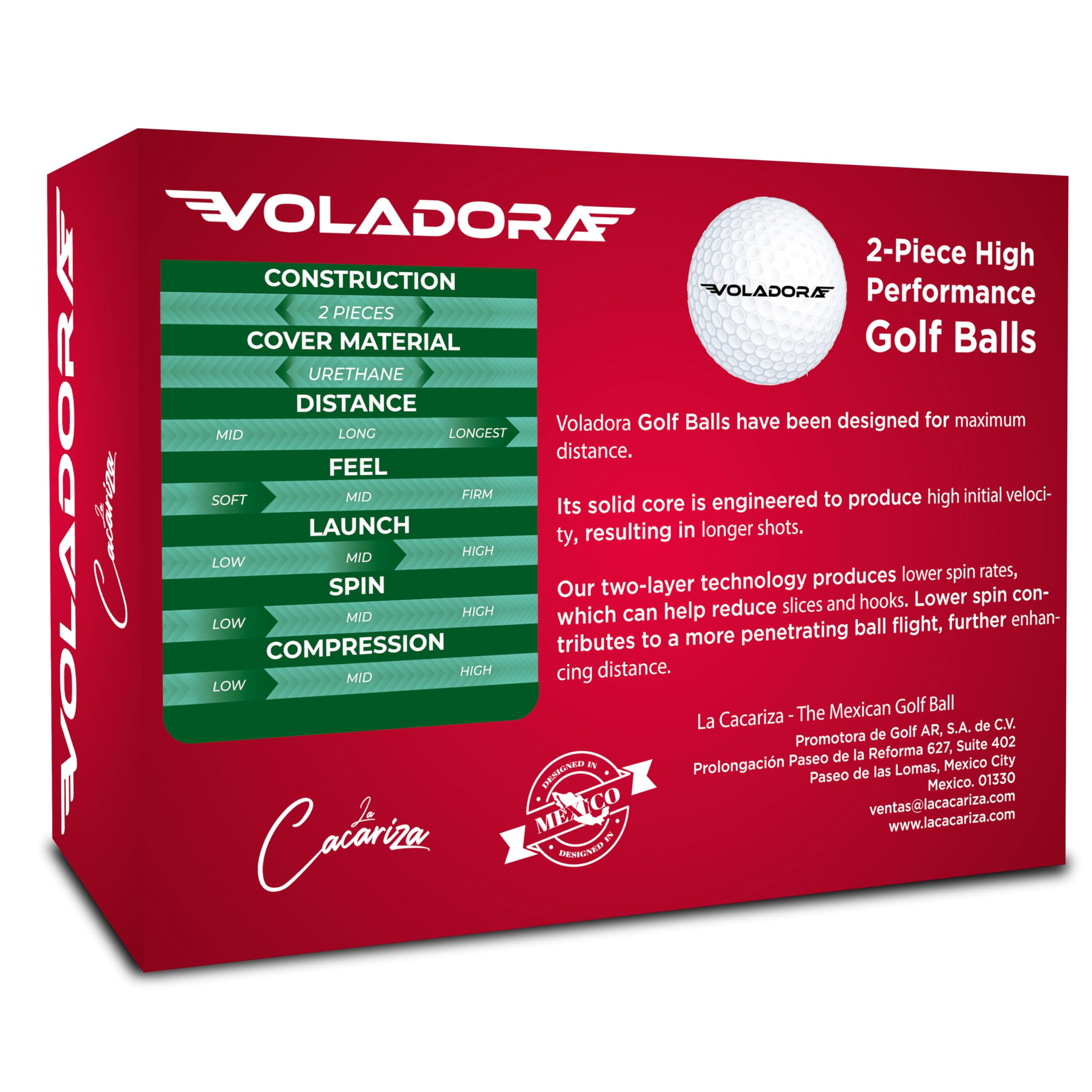 LA CACARIZA Voladora Golf Balls | Pack of 12 | Maximize Your Distance | Reduce Spin | The Mexican Golf Ball