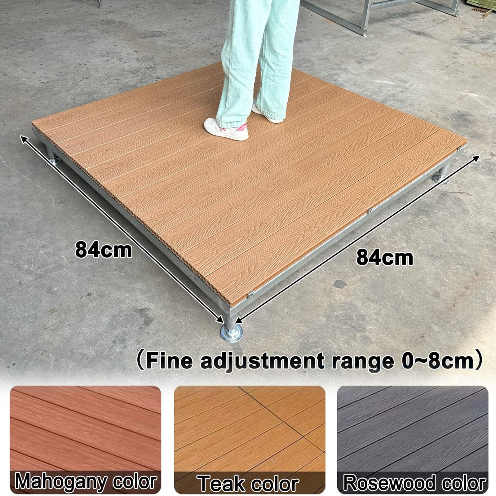 Piattaforma Da Patio Esterno Modulare Con Telaio Regolabile In Altezza