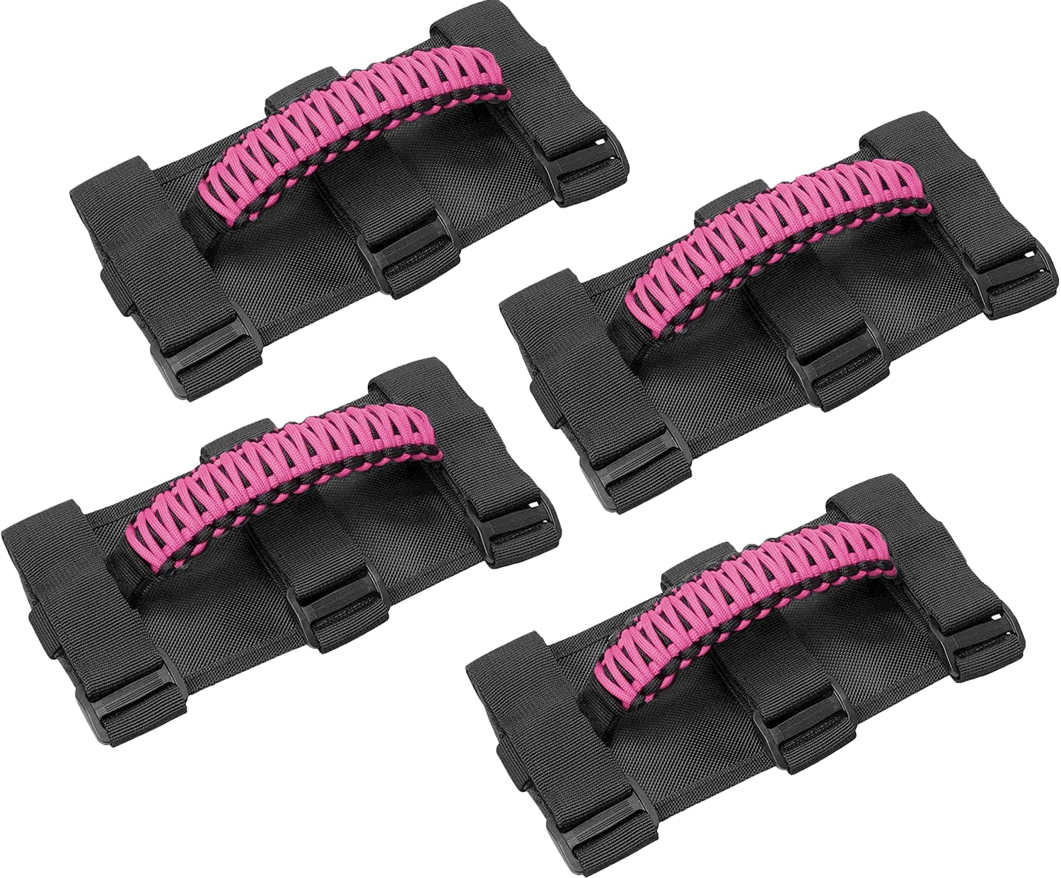 cartaoo Roll Bar Grab Handles for Jeep Wrangler,Interior Jeep Accessories,Premium Paracord Grips Handles for Roll Bar Straps Handles Fit Gladiator YJ TJ JK JL & Gladiator JT 1987-2021 (Pink-4pcs)