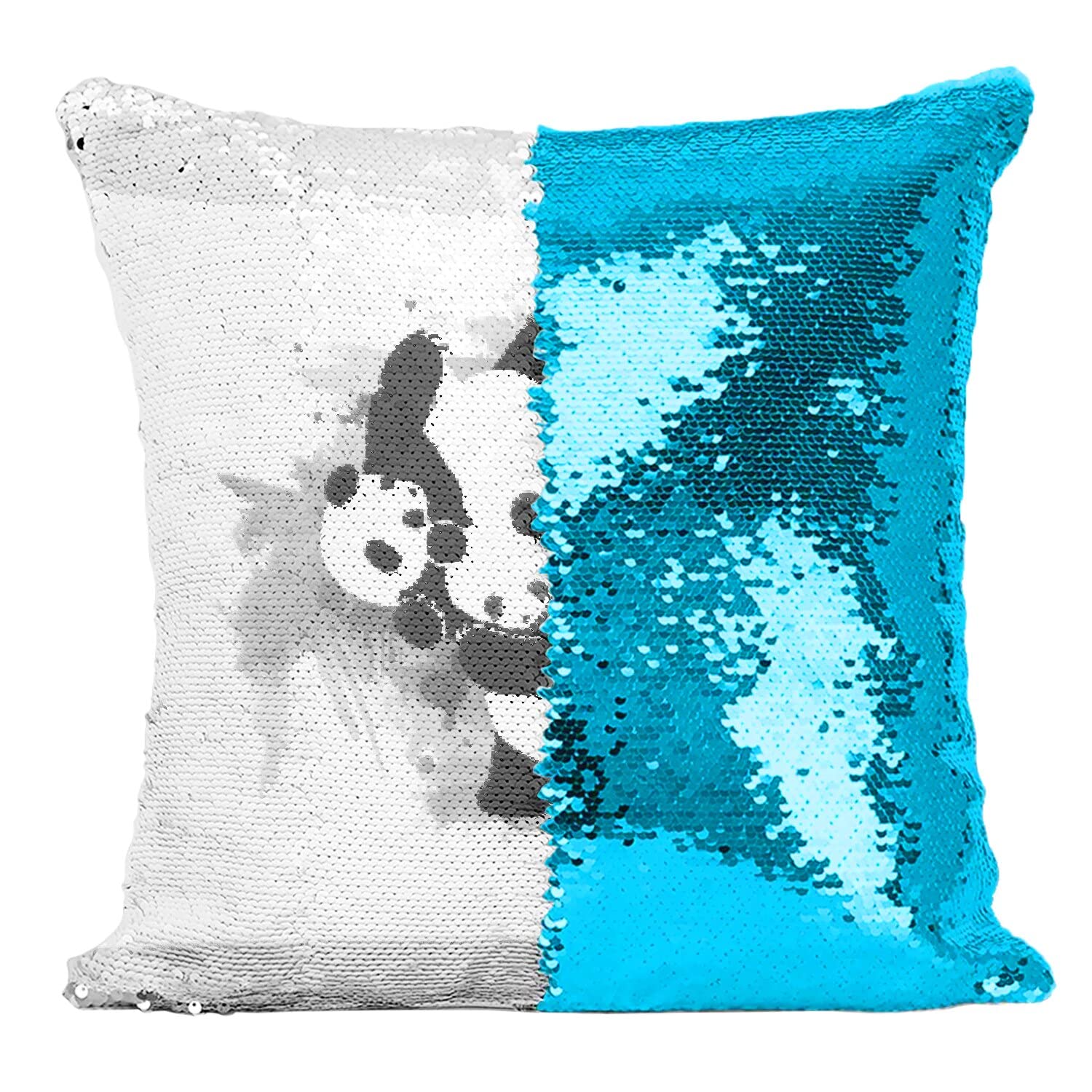 Coussin paillettes turquoise panda judo pour chambre enfant originale sans effort