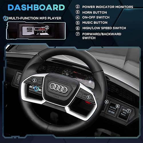 Miniatura 4 de Aosom Audi E-tron - Auto eléctrico para niños de 12 V, juguete a batería con control remoto para padres, sistema de suspensión, ruedas auxiliares,