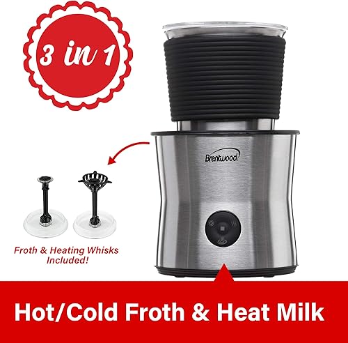 Miniatura 5 de Brentwood GA-402S Espumador de leche eléctrico inalámbrico, calentador y máquina de chocolate caliente, capacidad de 10.1 fl oz, acero inoxidable