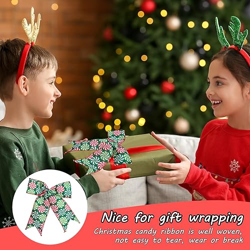 Miniatura 7 de 6 rollos / 36 yardas de cintas de Navidad de caramelo y menta con borde con alambre de menta para manualidades, corona, decoración de árbol de