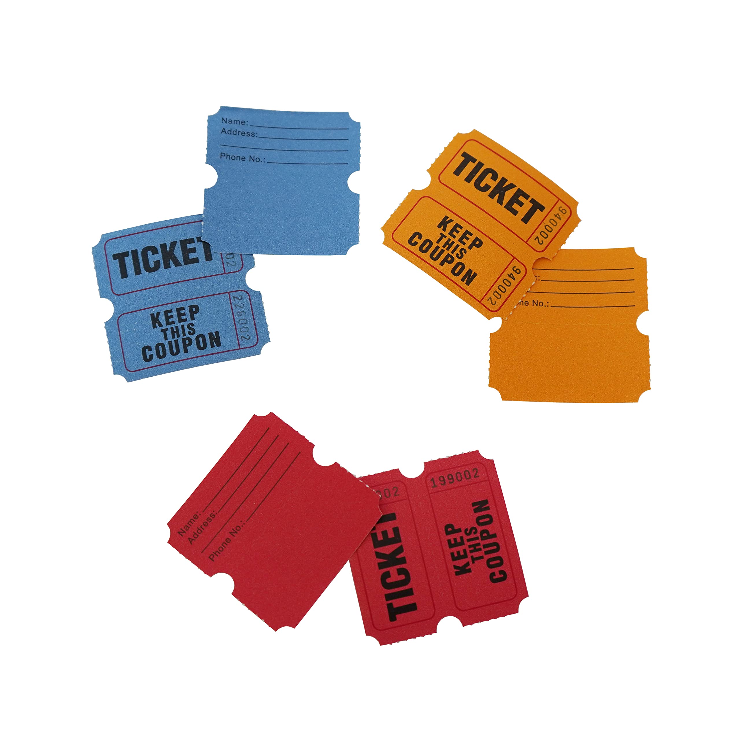 Tickets Colorés Raffle Tickets 1 2000