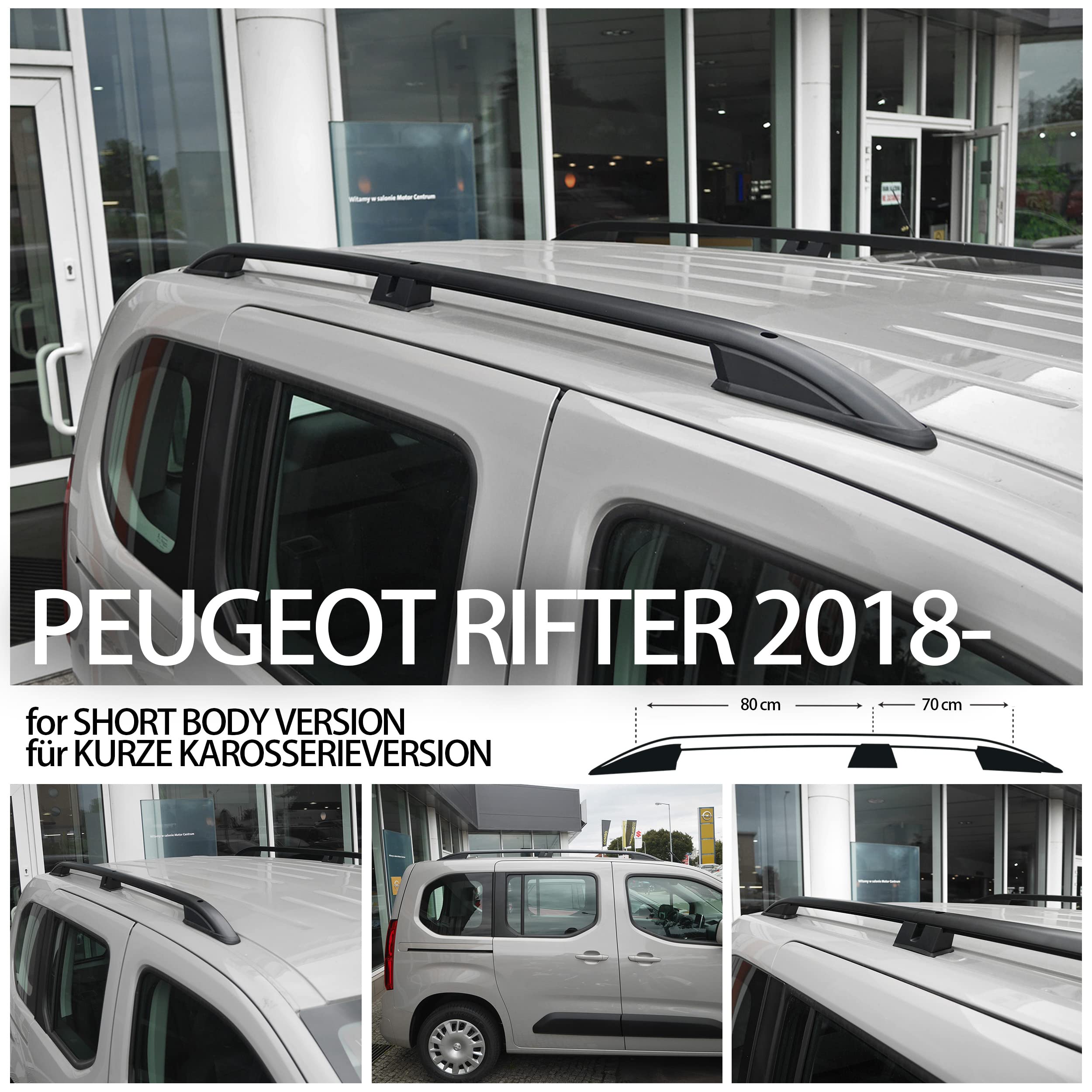 CHROMEMASTER | Les Barres de Toit | Compatibles avec Peugeot Rifter 2018- Short; Conçus pour Le Montage de Barres de Toit, de coffres de Toit ou de Porte-vélos | Structure en Aluminium Durable