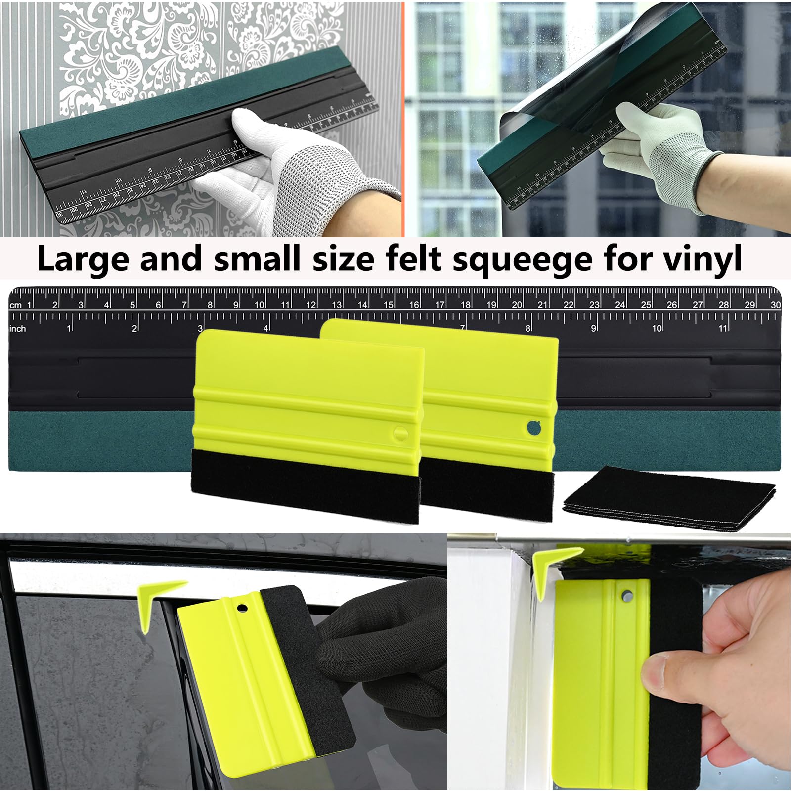 EHDIS Fenster-Tönungs-Set, Vinyl-Wickelwerkzeug für Autotönung, Bulldozer-Rakel, Windschutzscheibe, Heckscheibe, Tönungsabzieher, Gummiabzieher, Vinylschneider für Autofolie, Installation