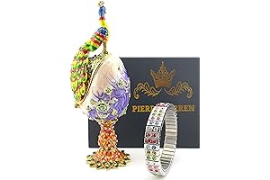 Gold and Silver Imperial Peacock Jewelry Box Bracelet Set