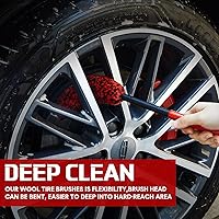Vista 5 de Cepillo limpiador de ruedas, cepillo de barril de rueda, cepillo largo de limpieza de llantas de automóvil, cepillo de cerdas suaves, cepillo