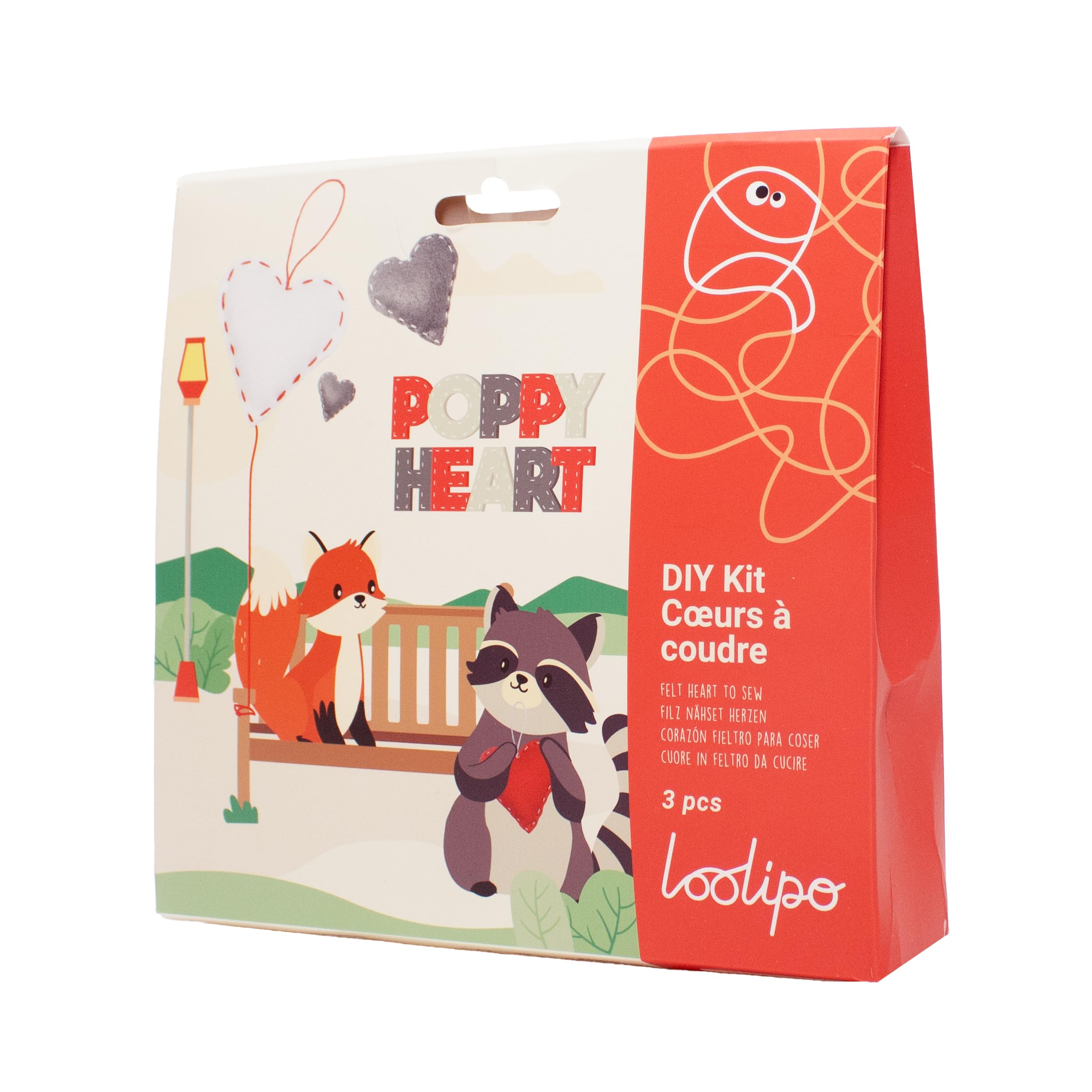 LOOLIPO Kit Couture Feutrine – 3 Mange-Soucis Croc'Animals – 9 Feutrines, Fils, Aiguilles, Ouate, 43 Éléments Déco – Loisir Créatif