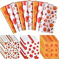 Vista 1 de Tinlade 150 Piezas Hojas de Papel Encerado de Otoño Acción de Gracias Hoja de Arce Calabaza Hongo Hojas de Papel para Envolver Alimentos Pergamino