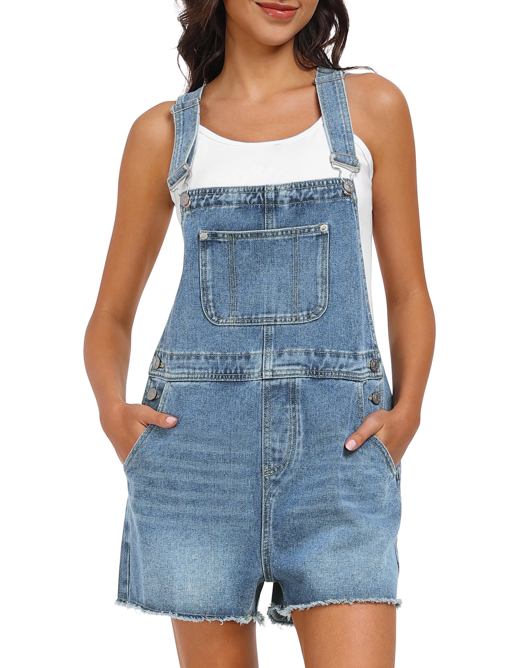 Fengbay Latzhose Damen Kurz Jeans Overall Shorts mit Verstellbare Trägern