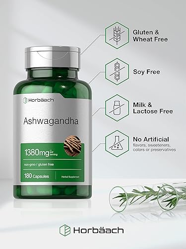 Miniatura 4 de Horbäach Suplemento Ashwagandha | 180 cápsulas | para mujeres y hombres | Extracto de raíz de hierbas | Sin OMG, sin gluten
