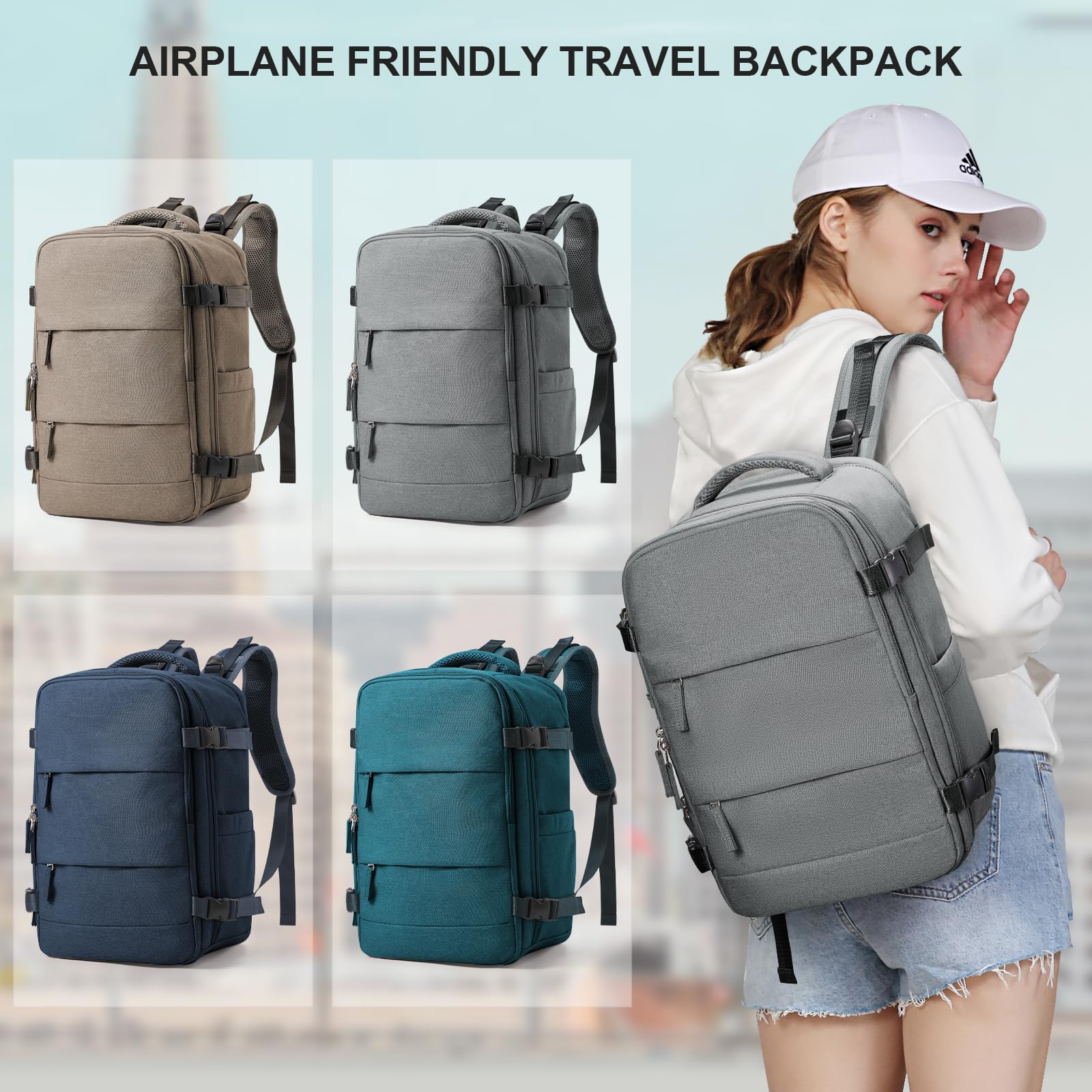 SZLX Zaino Ryanair 40x20x25 Donna Zaino da Viaggio Bagaglio a Mano 20L Uomo Borse da cabina 45x36x20 Easyjet Travel Backpack Adatto a laptop da 14 Pollici con scomparto per scarpe per Lavoro e Scuola