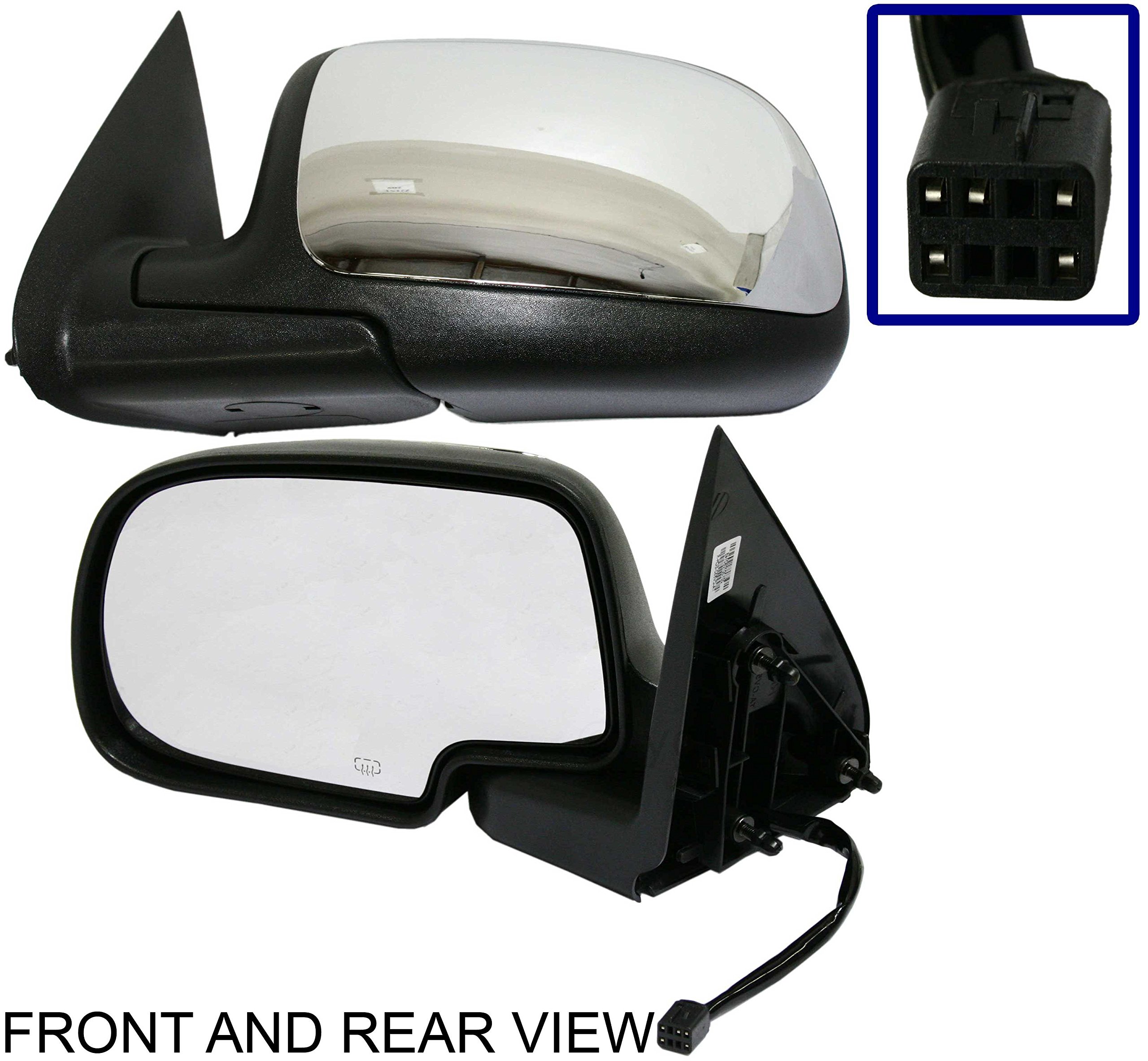 CHEVROLET SILVERADO 99-02 SIDE MIRROR LEFT DRIVER, POWER, HEATED, CHROME