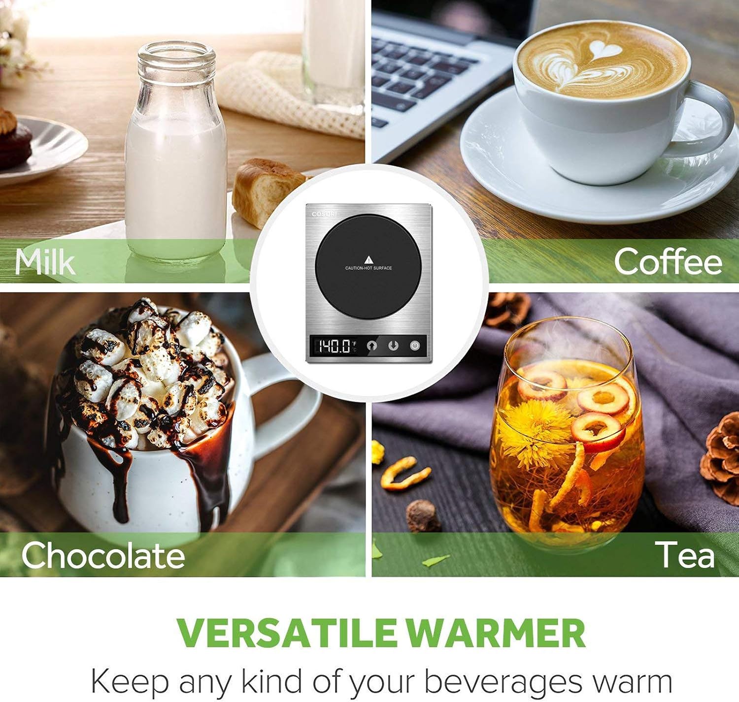 COSORI Mug Warmer & Coffee Cup Warmer for Desk, Digital Temp Control (from 77°F–230°F), LED Display, Waterproof Design, Coffee Gift