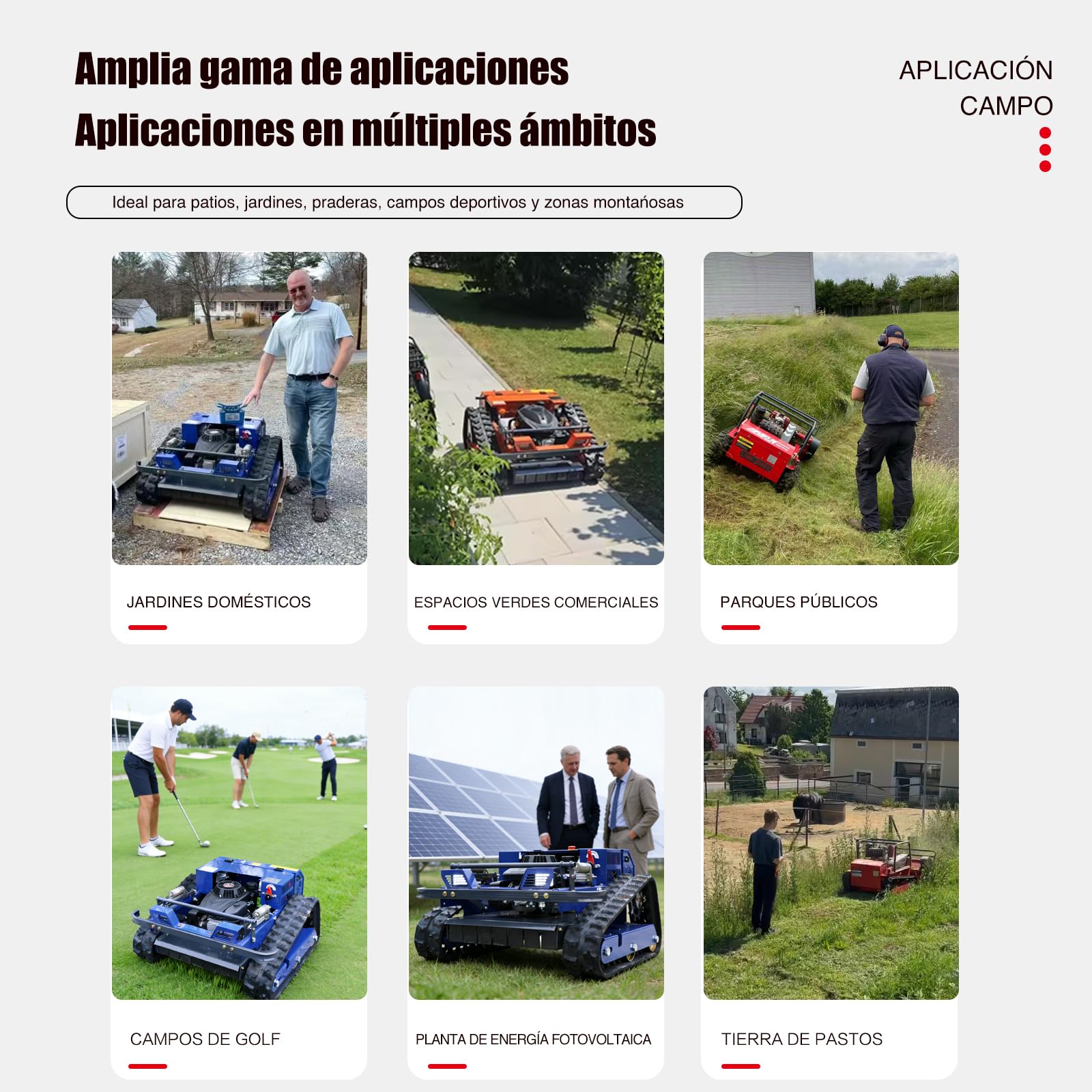 Cortacésped con control remoto, cortacésped de oruga híbrido de aceite y electricidad, altura de corte de 2,8-15 cm, cortacésped profesional para paisajes y fincas para césped de pendiente