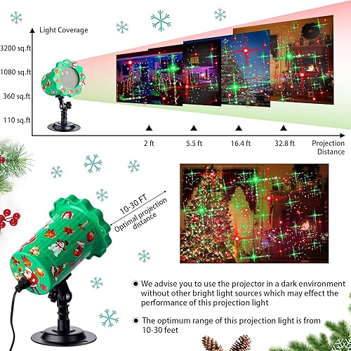 Miniatura 2 de Proyector de luces de Navidad para exteriores, luz de proyección estrellada roja y verde con control remoto, proyector de luz LED para exteriores,