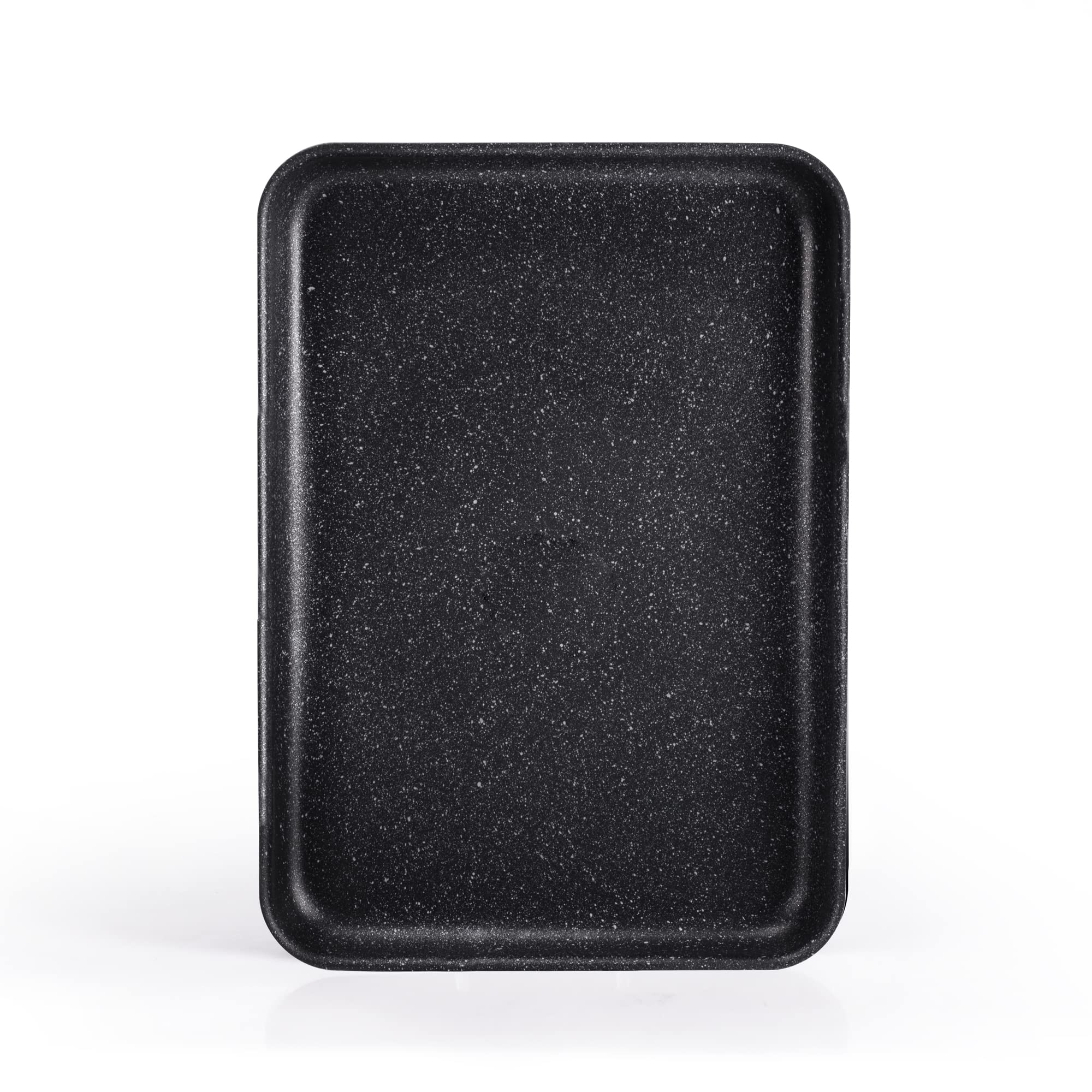 Moneta Etnea Rostiera Bassa, Alluminio Antiaderente Effetto Pietra, Nero, 40 x 28 cm