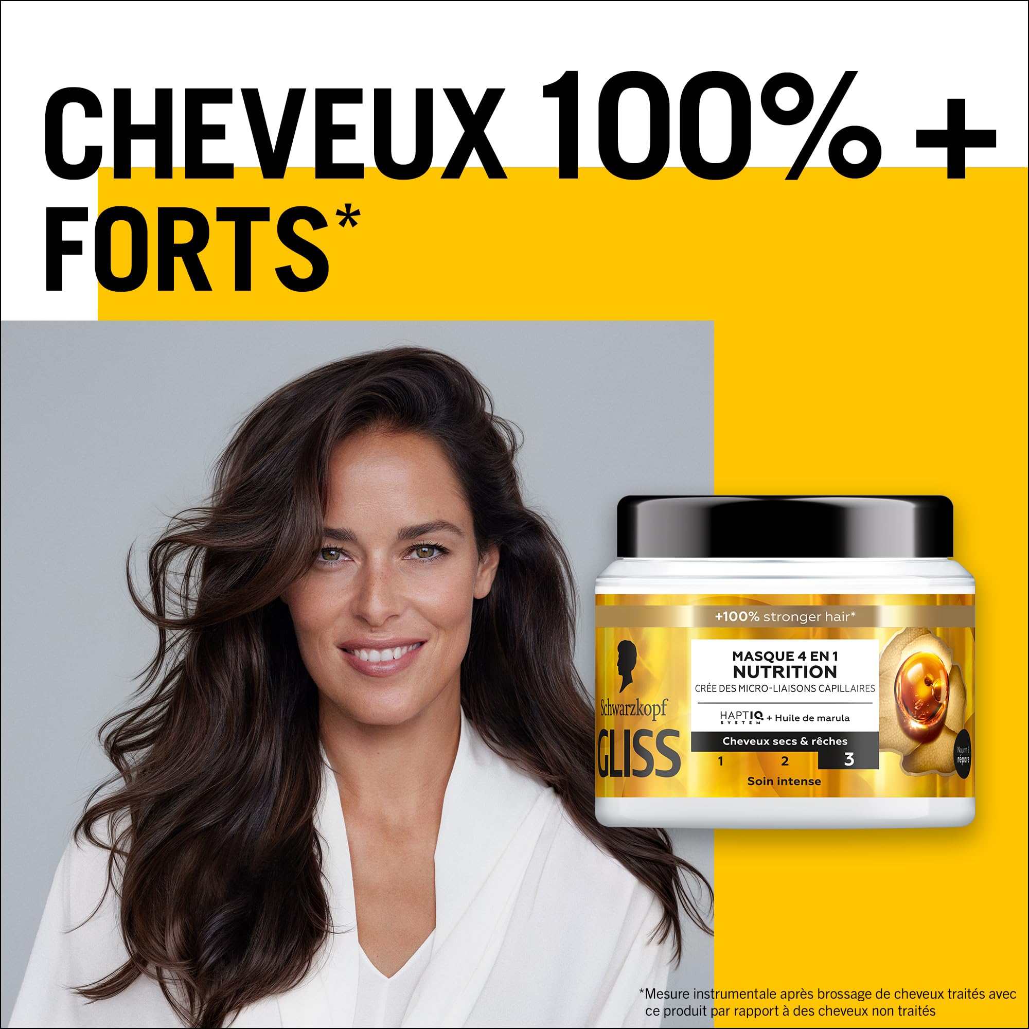 GLISS, Schwarzkopf, Masque 4en1, Nutrition, Huile de Marula, Haptiq System, Cree des Micro Liaisons Capillaires, Cheveux Secs et Reches, Soin Intense, Nourrit & Repare, 400ml