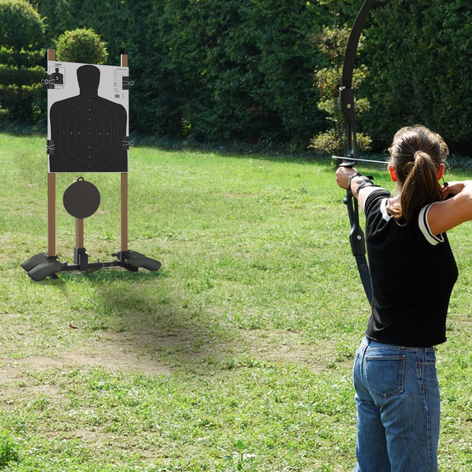 2-in-1 Shooting Target Stand Base Adjustable Width from 8" to 24" for USPSA/IPSC and IDPA Cardboard and Paper Targets Practice