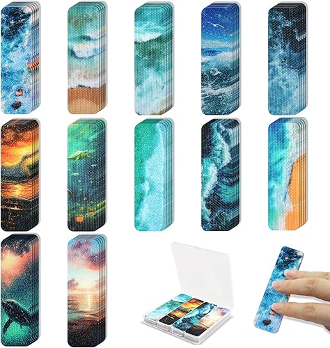 Miniatura 53 de 48 calcomanías sensoriales de ansiedad con caja de almacenamiento, tiras calmantes con 2 calcomanías texturizadas para adultos y adolescentes, tiras