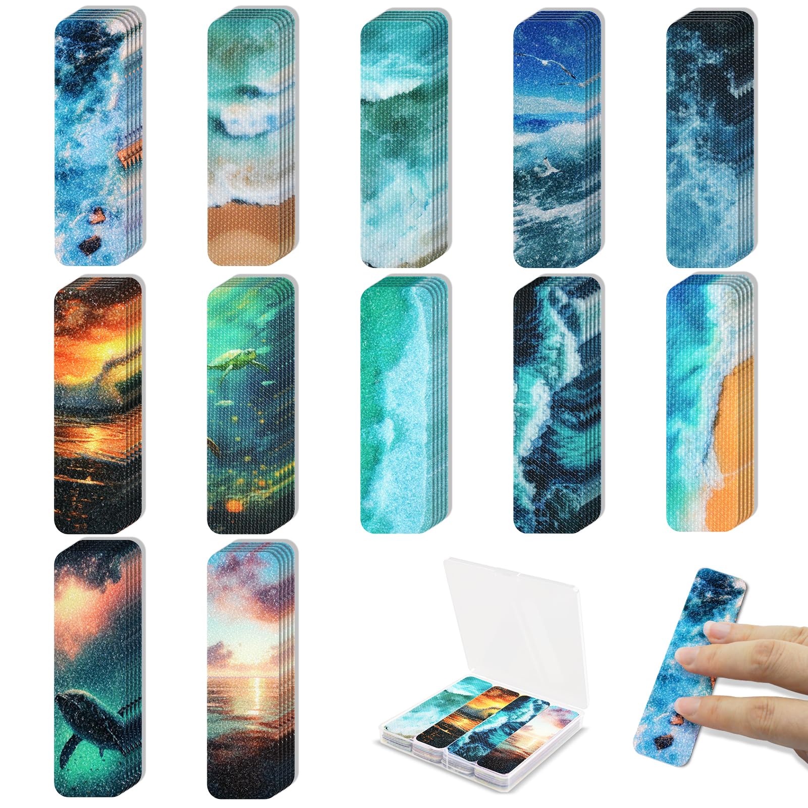 48 Pieces Anxiety Sensory Stickers with Storage Box - Sensory Strips 2 Textured Surface Adhesives Fidget Strips for Office & Classroom Desk Relieve