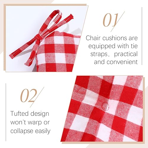Miniatura 2 de Geetery Paquete de 4 cojines para sillas de comedor, cocina, oficina, cojines de asiento para silla de cocina con lazos, cojines para sillas de